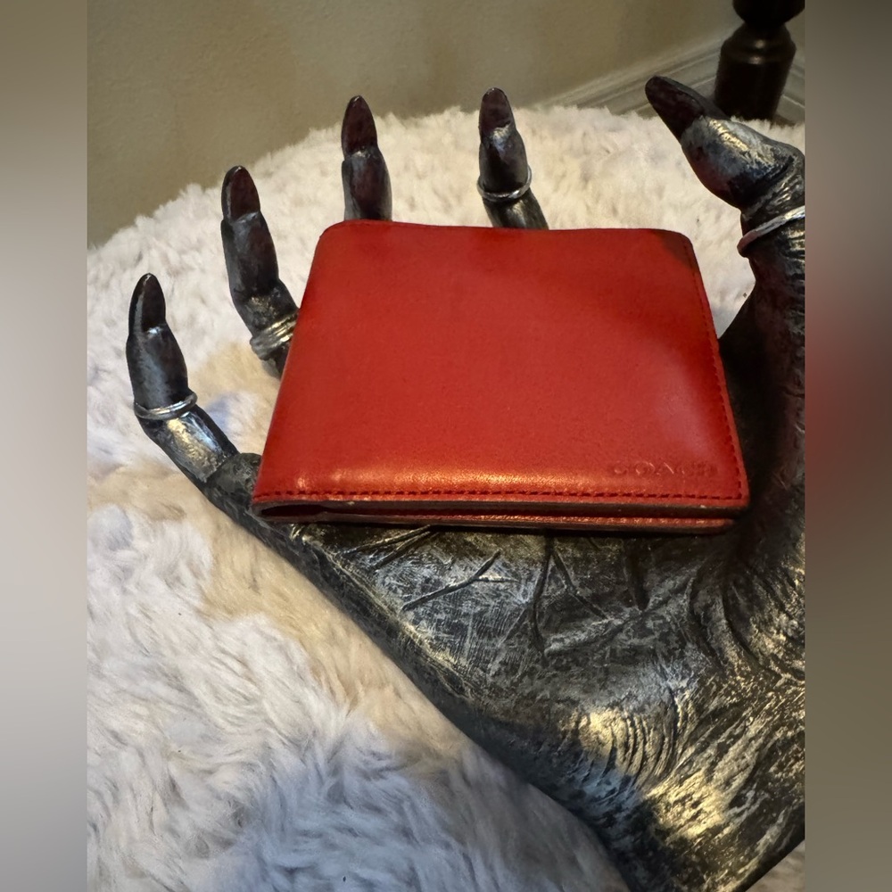 Coach Red Leather compact wallet